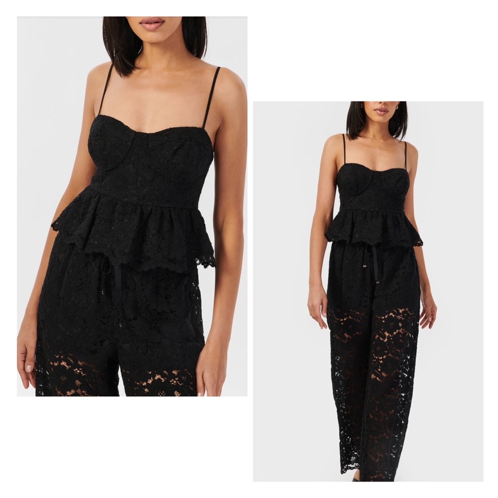 Cami NYC Alexandra Peplum Lace Bustier Camisole in Black